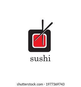 Sushi logo template, vector design

