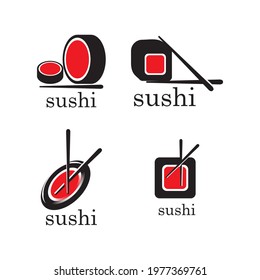 Sushi logo template, vector design

