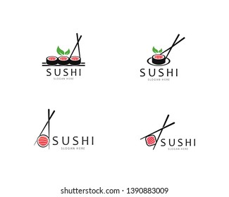 Sushi logo template vector icon for japanese food illustration design 