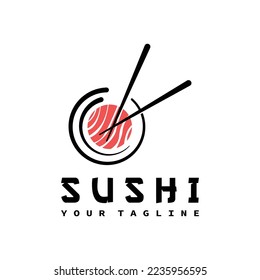 Sushi logo template vector icon for japanese food illustration design