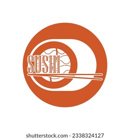 Sushi logo template vector icon for Japanese food illustration design