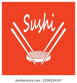 Icono vectorial de la plantilla de logotipo de sushi para el diseño de la ilustración de comida japonesa