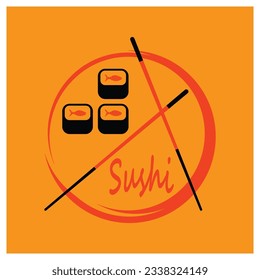 Sushi logo template vector icon for Japanese food illustration design