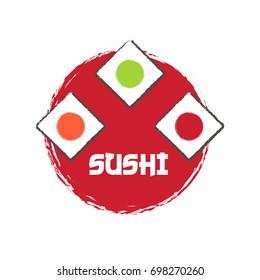 Sushi Logo vector illustration. Logo element. Sushi onigiri