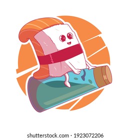 Sushi logo vector illustration. Food, brand, logo design concept.