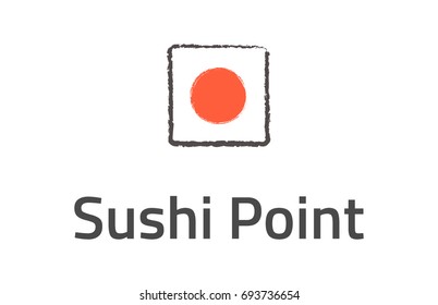 Sushi logo, vector illustration isolated on white background. For Sushi restaurant, bar and bistro. Sushi point
