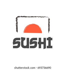 Sushi logo, vector illustration isolated on white background. For Sushi restaurant, bar and bistro