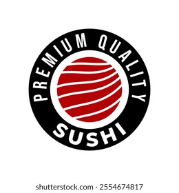 Sushi logo vector illustration template in circle. Japanese traditional food premium quality