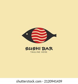 Sushi logo vector inspiration, Japanese Seafood traditional tasty food icon.