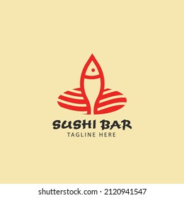 Sushi logo vector inspiration, Japanese Seafood traditional tasty food icon.