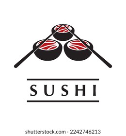 vector de logotipo de sushi con plantilla de slogan