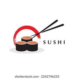 sushi logo vector with slogan template