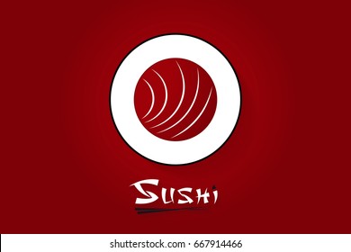 Sushi Logotype Design Vector Illustration. Asian Food
