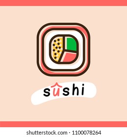 Sushi logotype template for web and print design with trend stamp effect