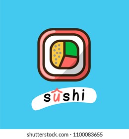 Sushi logotype template for web and print design in flat colorful style