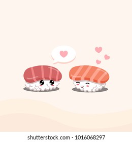 Sushi in love no. 2. Tuna and salmon sushi.