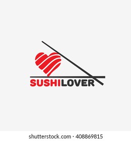 Sushi lover logo template design. Vector illustration.