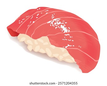 Sushi maguro fish realistic on white background for decoration