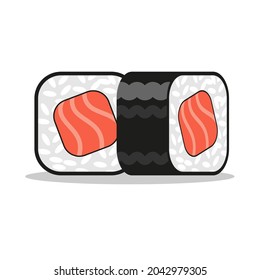 Sushi maki rolls with tuna. Vector illustration in a flat style