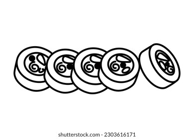 Sushi maki seafood rolls line doodle style vector illustration Japanese traditional food