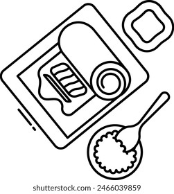 Sushi making outline icon vector illustration