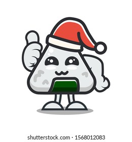 SUSHI MASCOT EXPRESSION WITH HAT CHRISTMAS DESIGN VECTOR