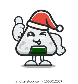 SUSHI MASCOT EXPRESSION WITH HAT CHRISTMAS DESIGN VECTOR