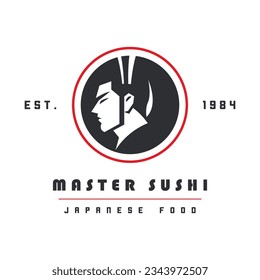 Sushi master vector logo, sushi logo for sushi restaurant Simple and minimal sushi logo vector Japanese restaurant.