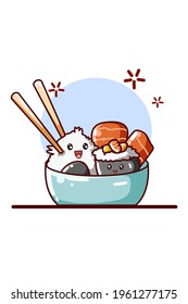Sushi and meats illustration vector