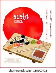 Sushi menu card design template.