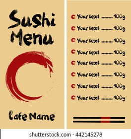 sushi menu design for cafe