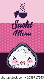Sushi menu design kawaii cartoon