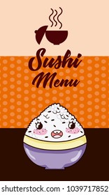 Sushi menu design kawaii cartoon