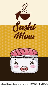 Sushi menu design kawaii cartoon