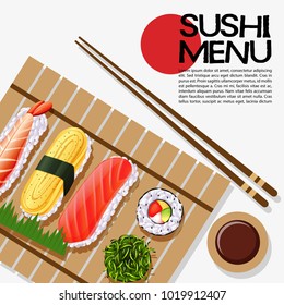 Sushi-Menüdesign auf Plakatgrafik