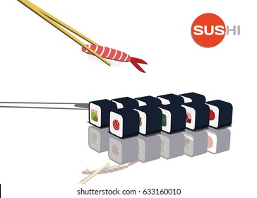 Sushi menu on white background design elements