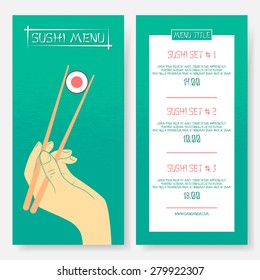 Sushi menu with prices