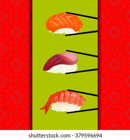 Sushi menu, seamless pattern with sushi