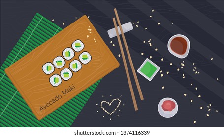 sushi menu vector asian food