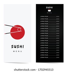 ilustración vectorial de menú sushi blanco y negro
