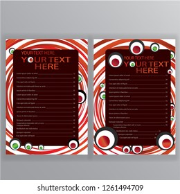 Sushi menu vector  pages templates,  with maki rolls and menu on red lines on white ,for web and print 