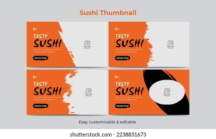Sushi menu video thumbnail template tasty food video cover thumbnail