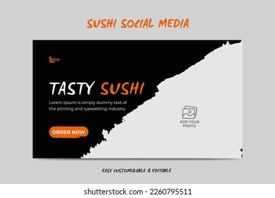 Sushi menu video thumbnail template tasty food video cover thumbnail