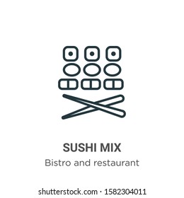Sushi mix outline vector icon. Thin line black sushi mix icon, flat vector simple element illustration from editable bistro and restaurant concept isolated on white background