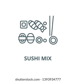 Sushi mix vector line icon, linear concept, outline sign, symbol
