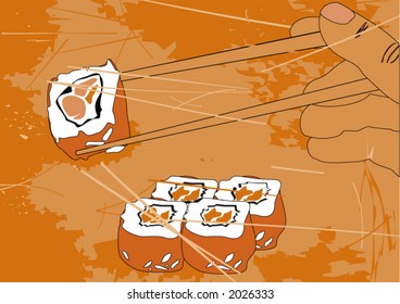 sushi in monochrome graffiti style