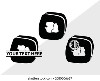 Sushi Monogram, Kawaii Sushi, Printable Vector Illustration
