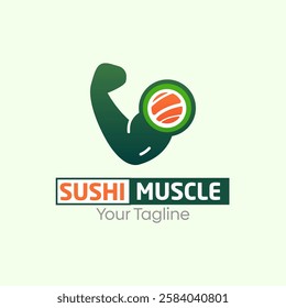 Sushi Muscle Logo Design Template. Good for Business, Agency, Community and Organization