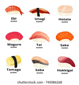 Sushi Names Stock Vector (Royalty Free) 745086268