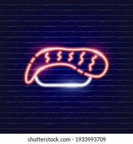 Sushi neon icon. Glowing Vector illustration icon for mobile, web and menu design. Street Food concept